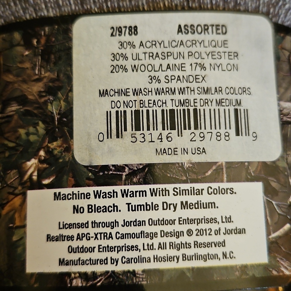 3/$30 REALTREE All Season Wool Blend 2 Pair Ultra Dri Socks Size 9-13 - Picture 3 of 4